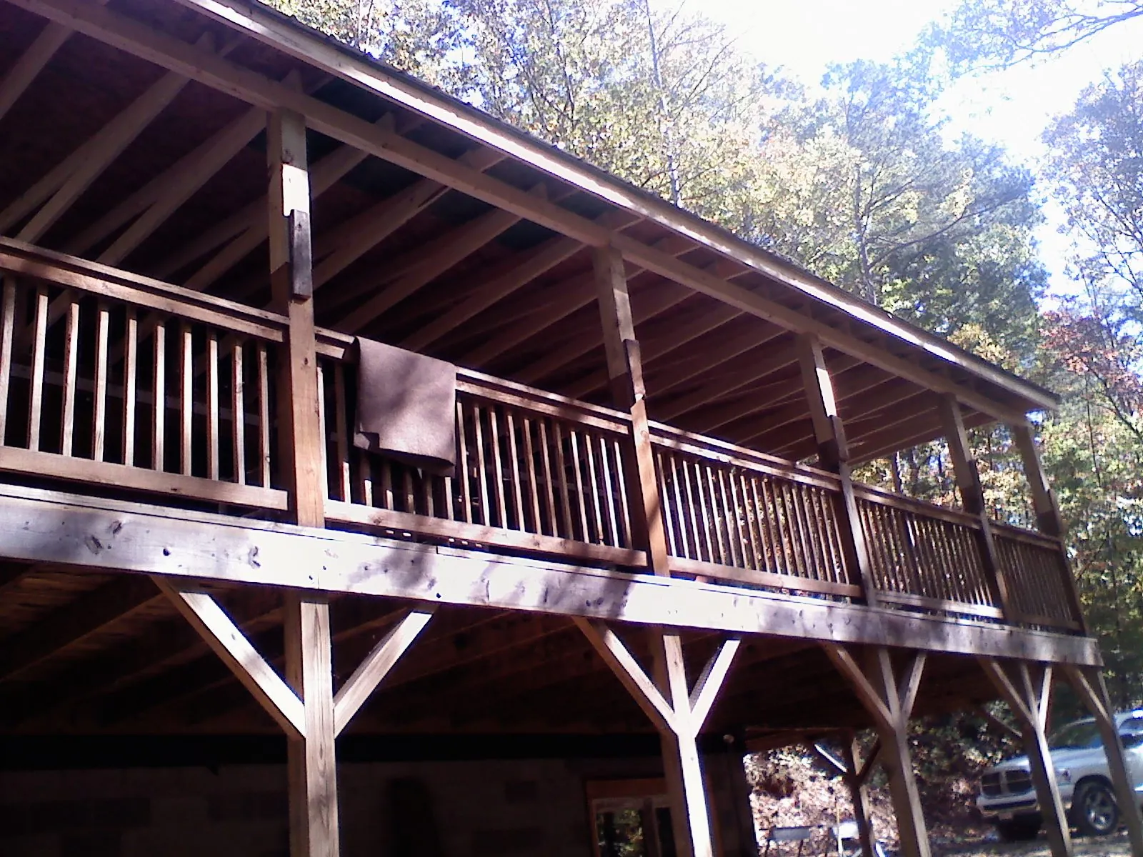 Timber framing under a new elevated porch and deck — Roof Leak Repair in Bonneau by Roofing Brothers